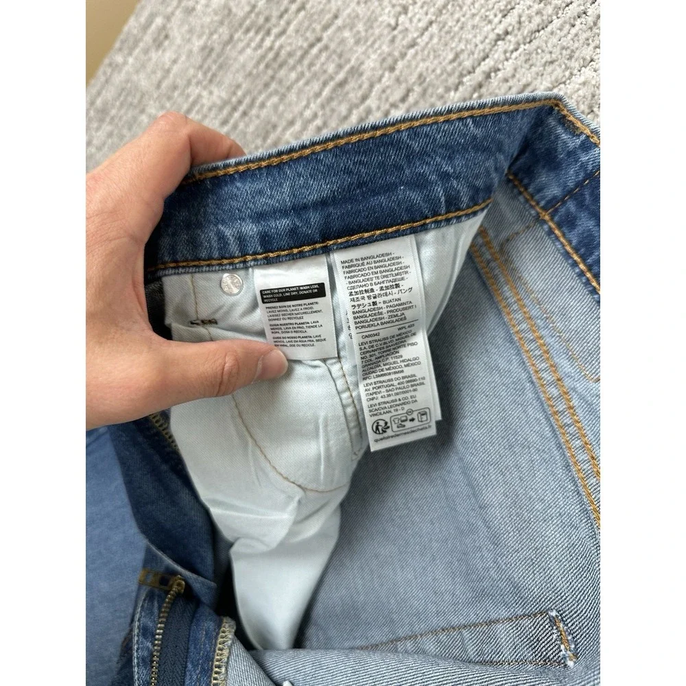 Levis 505 Jeans Mens 38x32 Regular Straight Stretch Blue Medium Wash Denim